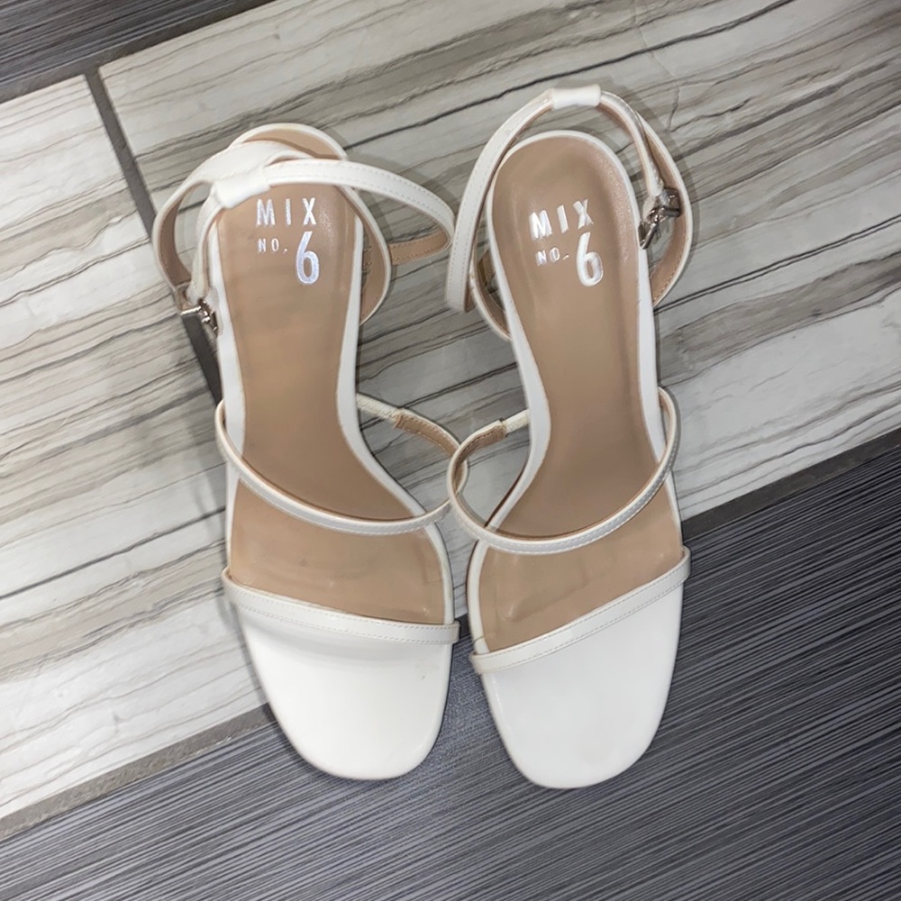 White heeled sandals